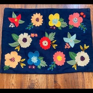 Astrid Embroidered Floral Throw Accent Pillow Case 19.5 x 14" Flowers